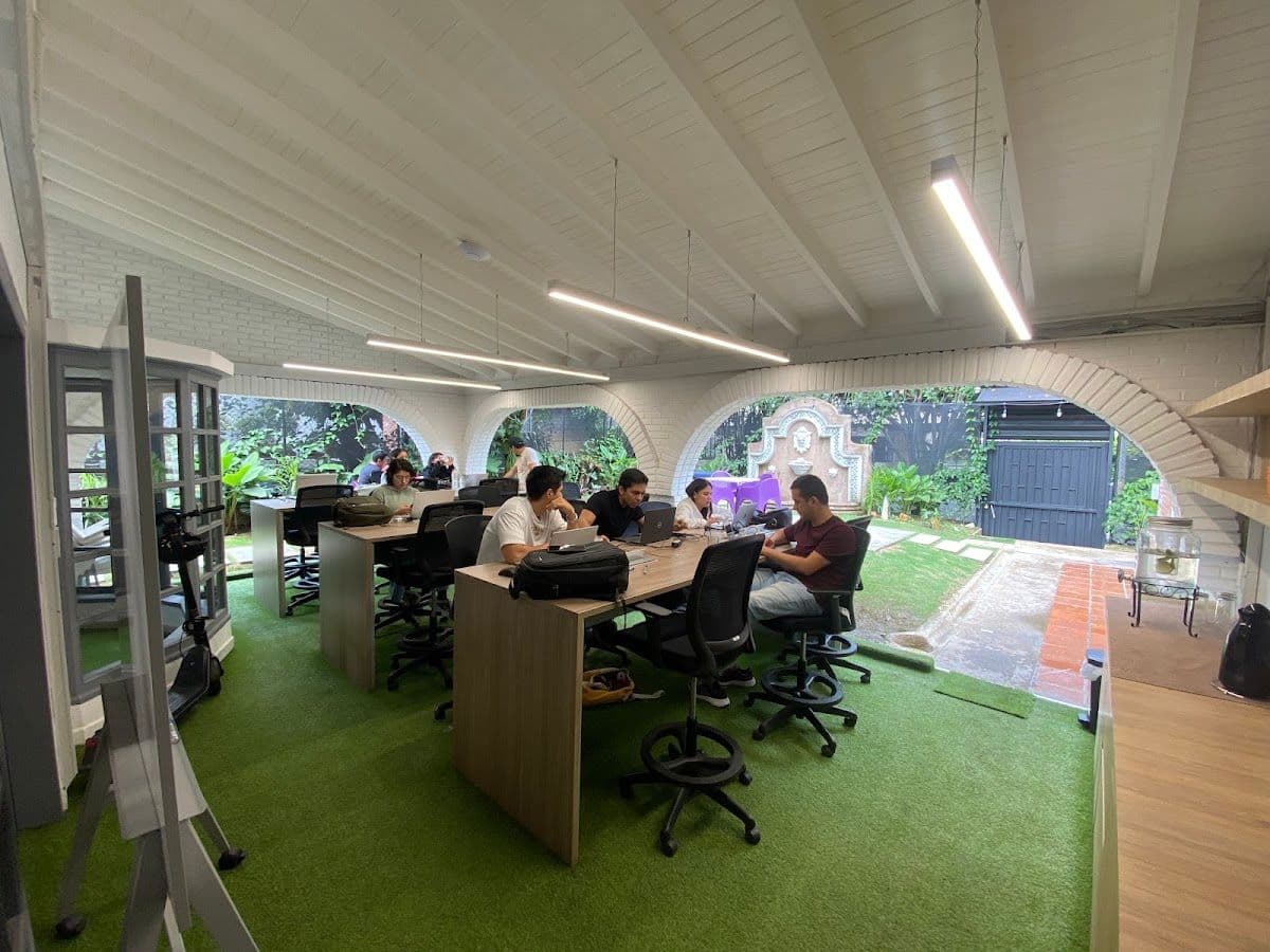 Quokka Coworking rooftop terrace with mountain views in El Poblado
